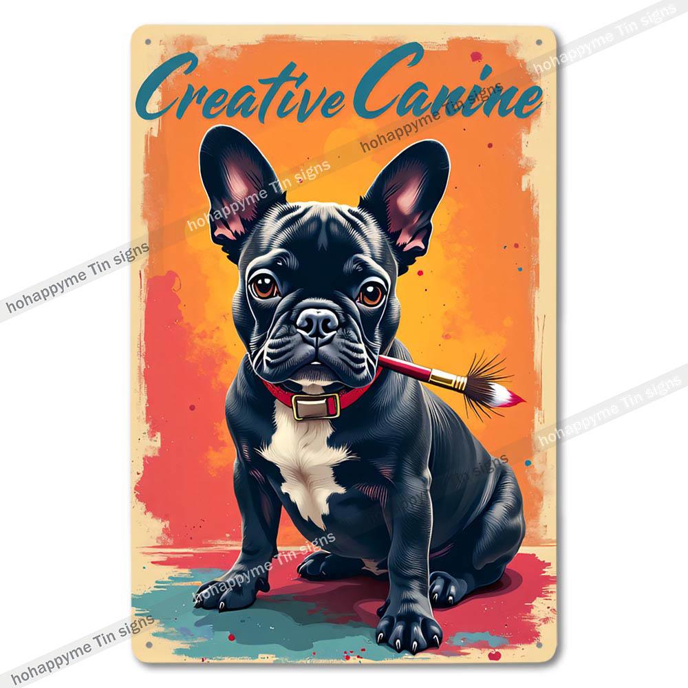 Vintage Cute Dog Themed Metal Tin Sign Retro Funny Puppy Wall Art Decor for Home Pet Shop Man Cave Rustic Iron Painting Plaque