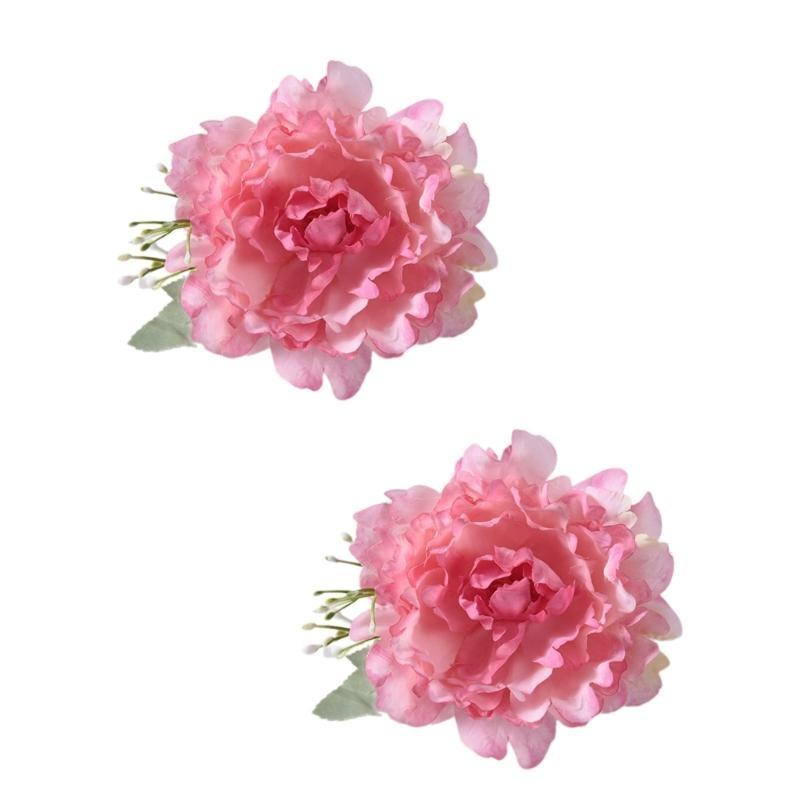Set of 2Pcs Artificial Peony Flower Curtain Tiebacks Clip Flower Curtain Holder Clamp Decorative Window Drapes Tiebacks