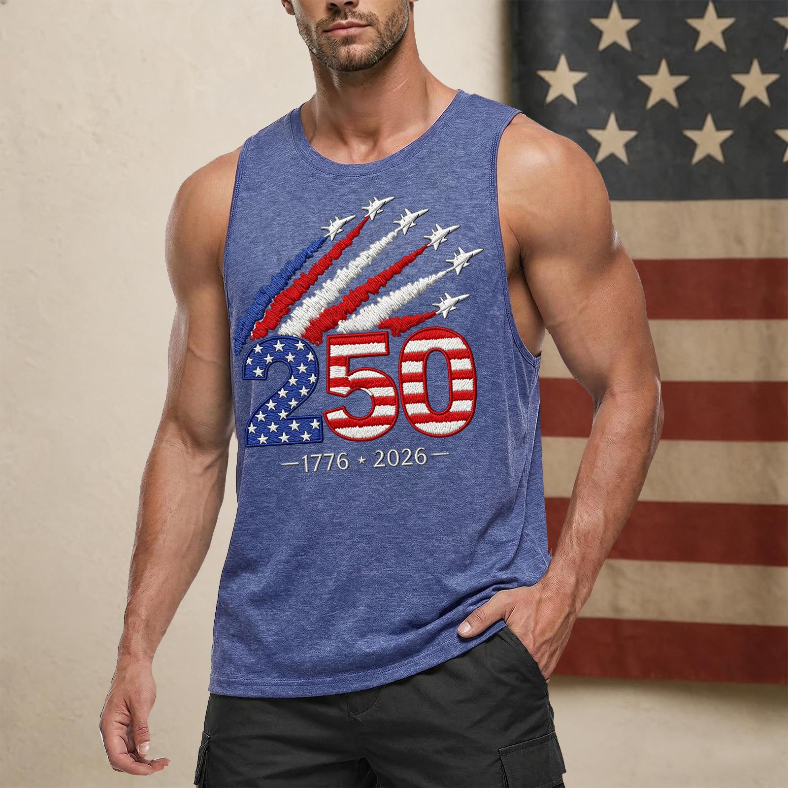 

Men s Casual Sleeveless Tank Top Independence Day Graphic Print Crew Neck Muscle Shirt for Summer Outdoor Activities XXXXL синій