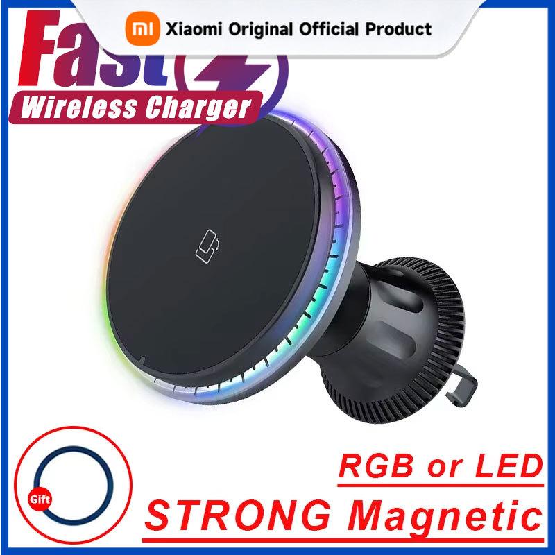 Xiaomi Magnetic Car Wireless Charger RGB For iPhone12 13 14 15 16 17 Pro Max Macsafe Car Phone Holder Stand Mount Fast Charging Station