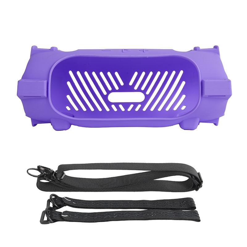 

Anti-Scratch Silicone Case For JBL Charge 6 Stereo Drop Protection Simple Solid Color Protective Sleeve With Shoulder Strap фіолетовий