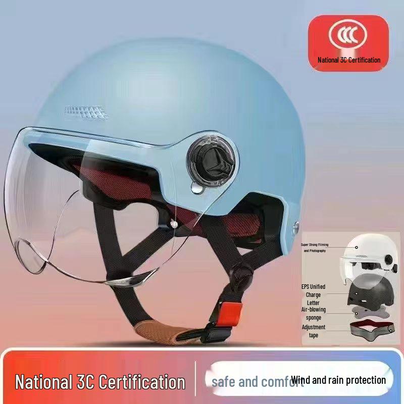3C Certified Electric Vehicle Helmet for Men & Women - All-Season Safety & Sun Protection, Summer Scooter Half Helmet