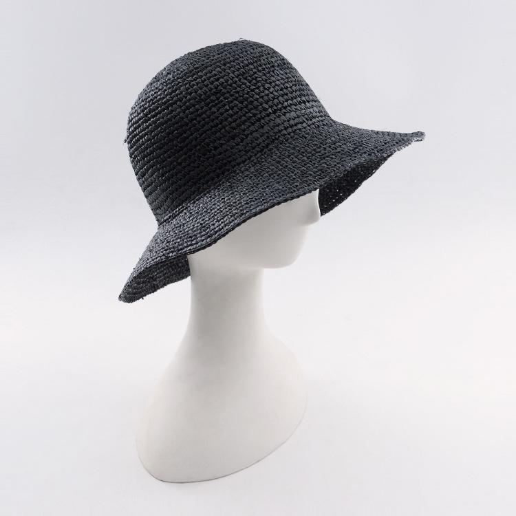 Summer New Lafite Straw Hat, Crochet Big Eaves Hat, Outdoor Travel Beach Sun Protection Lafite Grass Basin Hat Bucket Hat