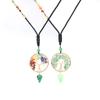 Multicolor Gravel Natural Stone Crystal Gold Tree Of Life Pyramid Pendant Necklace Sweater Chain N96