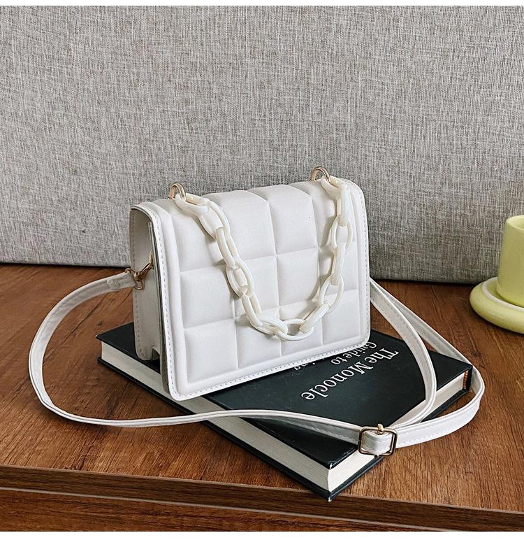 

Іноземна модна картата жіноча сумка Популярна в Інтернеті сумка нова невелика квадратна сумка проста портативна сумка через плече білий