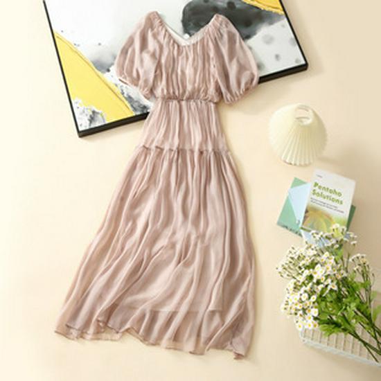 Women's Summer 2022 French Acetate Midi Skirt with Embroidered Lace and Slit Hem