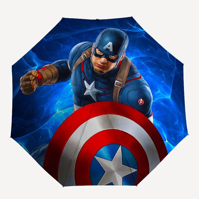 1 Auto Open Captain America, Shield Themed Colorful 8-rib Portable Umbrella for Men and Women, A Compact Commuting Companion Suitable for Da