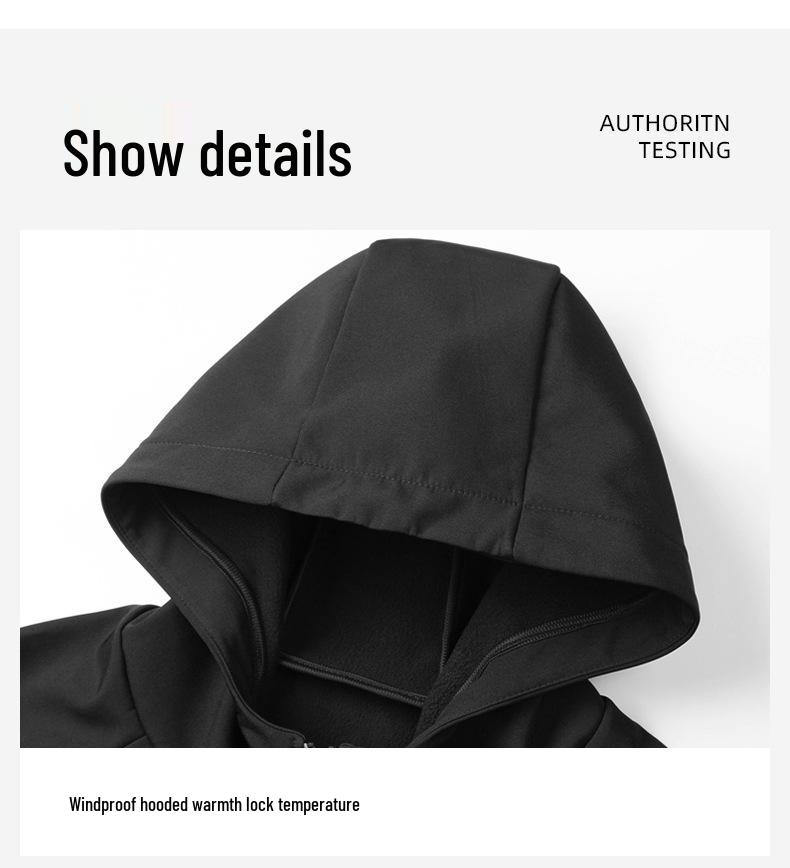 Herren Outdoor Winddichte Softshell Fleece Kapuzenjacke zum Bergsteigen