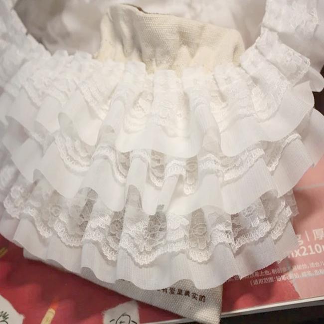 

5 ярдов/лот, ширина 5 см, черный/белый/розовый, 2 слоя, шифоновая ткань с кружевной отделкой и рюшами для одежды, фартук, аксессуары «сделай сам», X1208 5 Yards белый