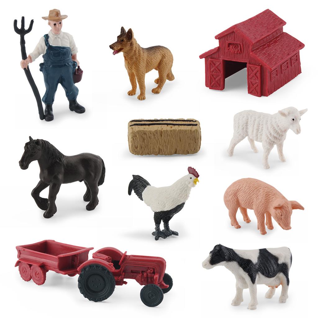 Simulated Shepherd Sharma Holstein Cow Rooster Pig Farm Life Scene Model Static Ornament Toy