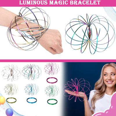 Pulseira de aço inoxidável, pulseira de metal, anel giratório 3D, pulseira móvel,