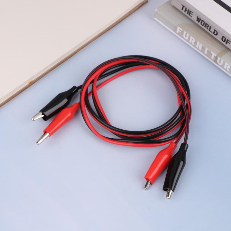 2Pcs 1M Alligator Clip Test Leads 2 Wires 4 Clips Jumper Wires Red Black Crocodile Clip For Battery Electronics Diy Circuit