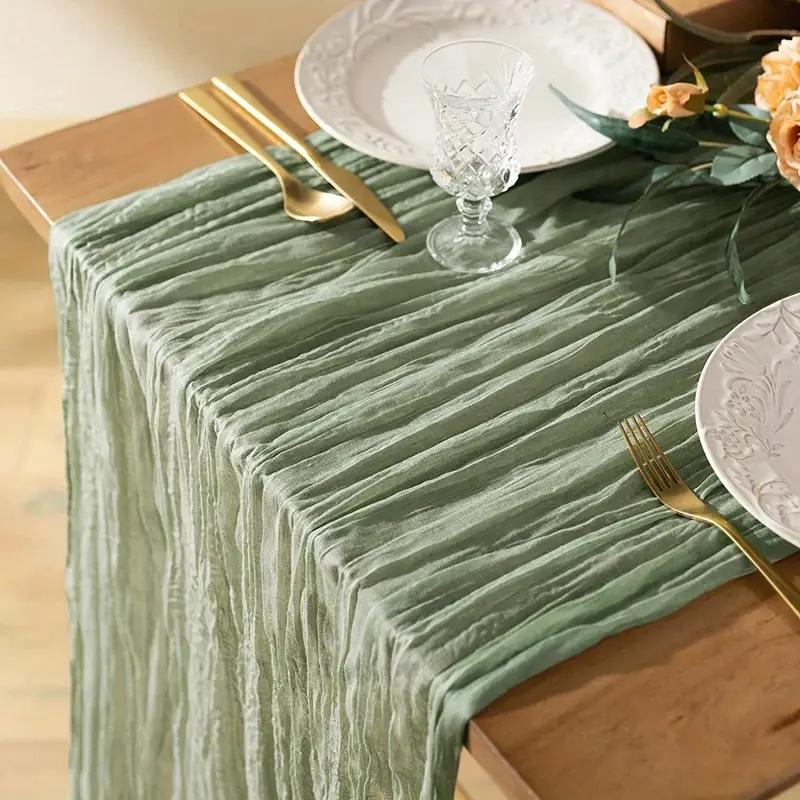

Bohemian cloth table runner European twist tablecloth wedding party decoration pleated table runner S зелёный
