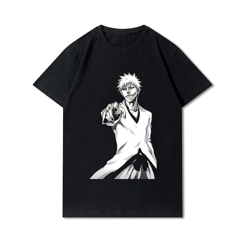 Plus Size BLEACH Kurosaki Ichigo Men T-Shirt Harajuku Cool Hip Hop Cotton T Shirts Casual Funny Tops Tees