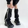 Modische Kordelzug Cargo Beinwärmer für Damen Harajuku Seitlich Doppelgestreift Baggy Beinabdeckungen Fußlose Socken Streetwear