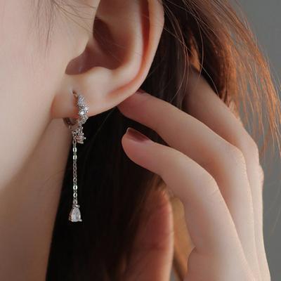 1Pc Women Earring Water Drop-shaped Pendant Tassel Cubic Zirconia Dangle Earring