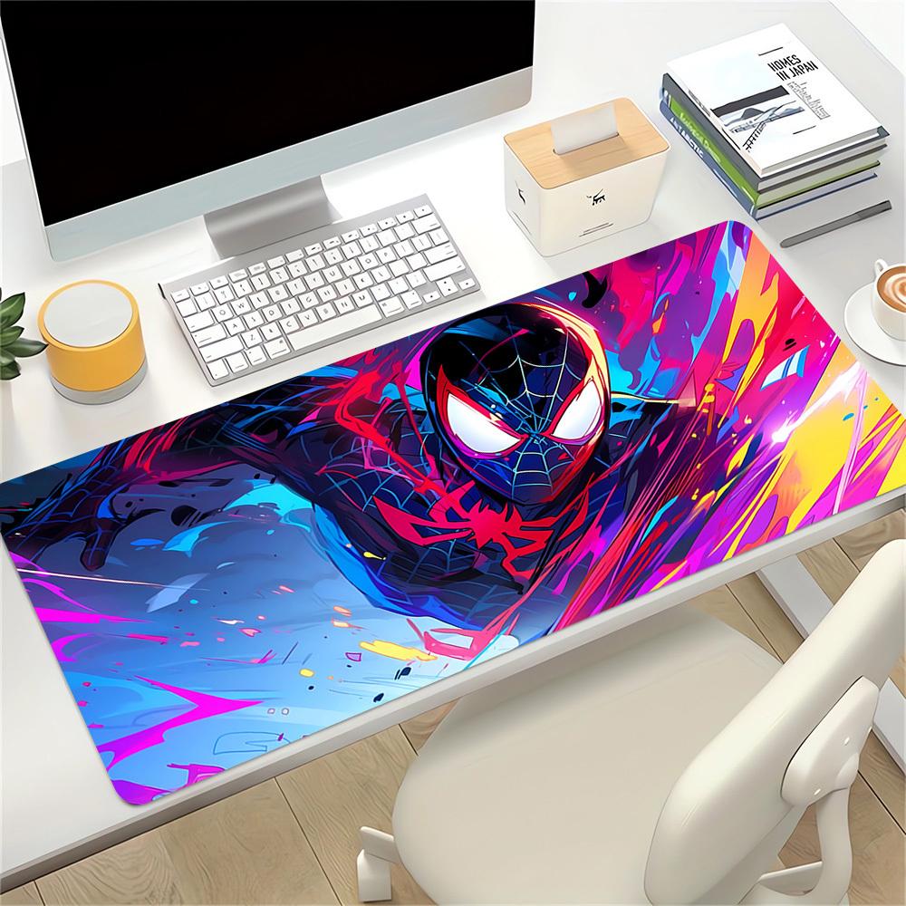 Large Multi-Size Non-Slip Rubber Base Spiderman, hero, colorful oil painting Mouse Pad, Stitched Edges Keyboard Desk Mat for School, Office,