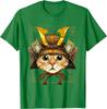 Samurai Cat Warrior Japanese Ronin Graphic Tee Breathable Casual Cotton T-Shirt for Men