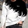 Black And White Color Matching Printed Men's Casual Pullover Top Harajuku Street Trend Men's Top Simple Men's Casual T-shirt