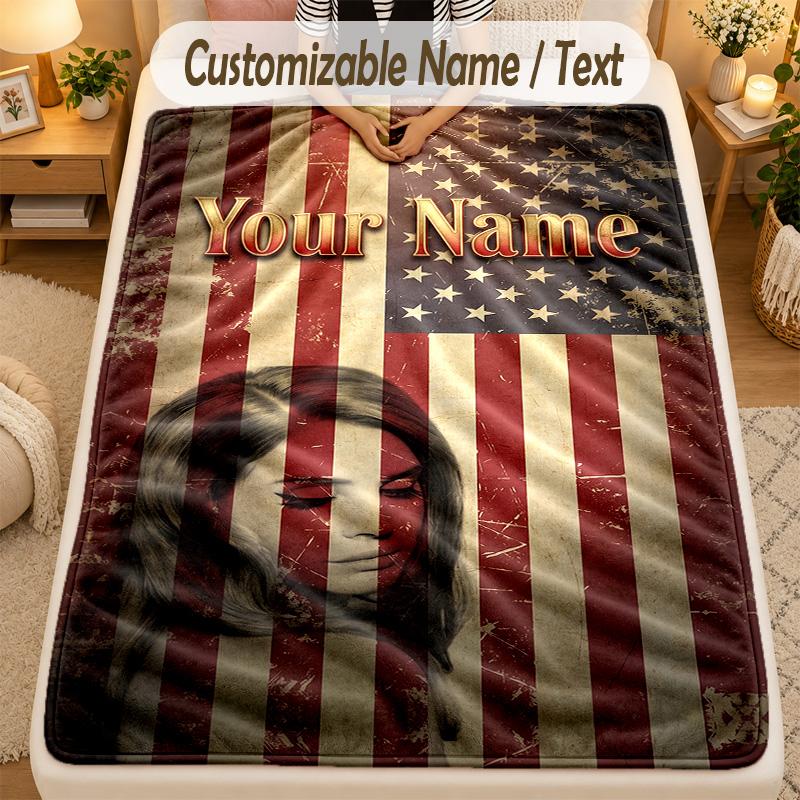Flannel BlanketLana Del Rey Custom Name Text Personalized Soft Warm Throw Blanket Home Decor Gift