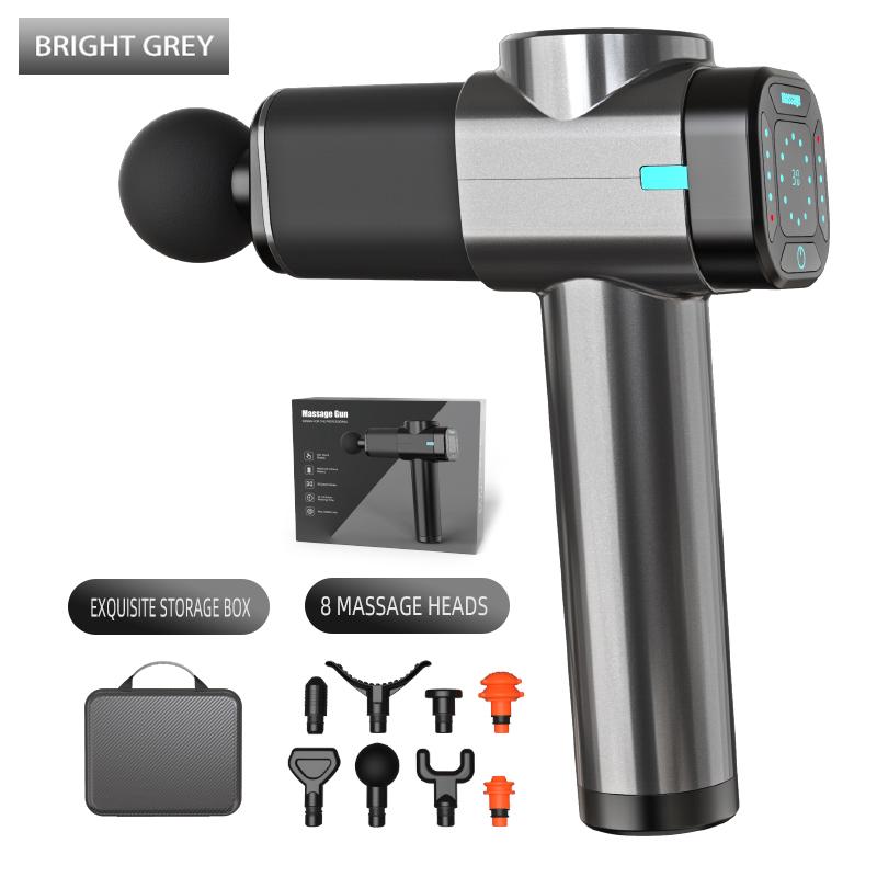 

Massage Gun 30 Speed& 8 Heads Deep Tissue High Percussion Muscle Back Neck MassagingTool For Athletes Pain Relieving Fascia Gun UK сірий