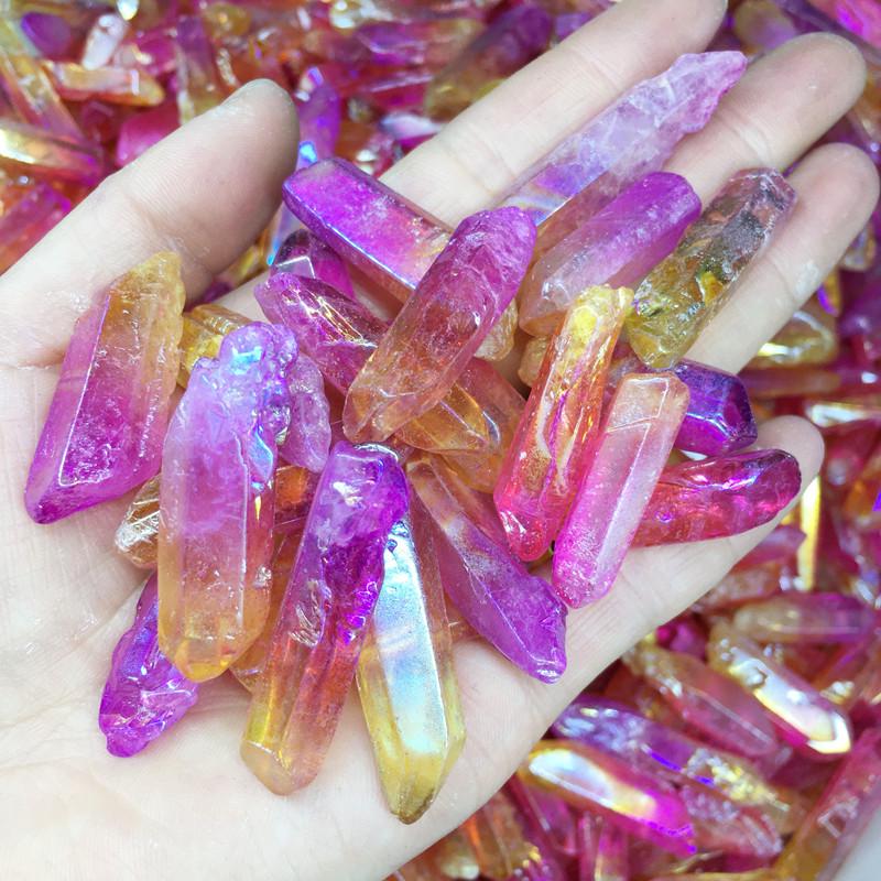 TikTok Cross-Border Multicolor Crystal Column Ornaments - Electroplated Blue, Pink, and Purple