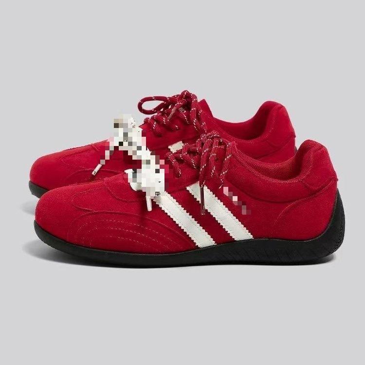 Lightweight soft baseplate shoes spring new soft-soled casual shoes burgundy low-top German training shoes