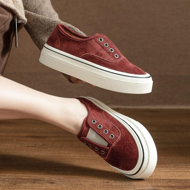 Damenschuhe Leder dicke Sohle Höhenerhöhung Ein-Treter faule Schuhe Leopardenmuster weiß Damenschuhe
