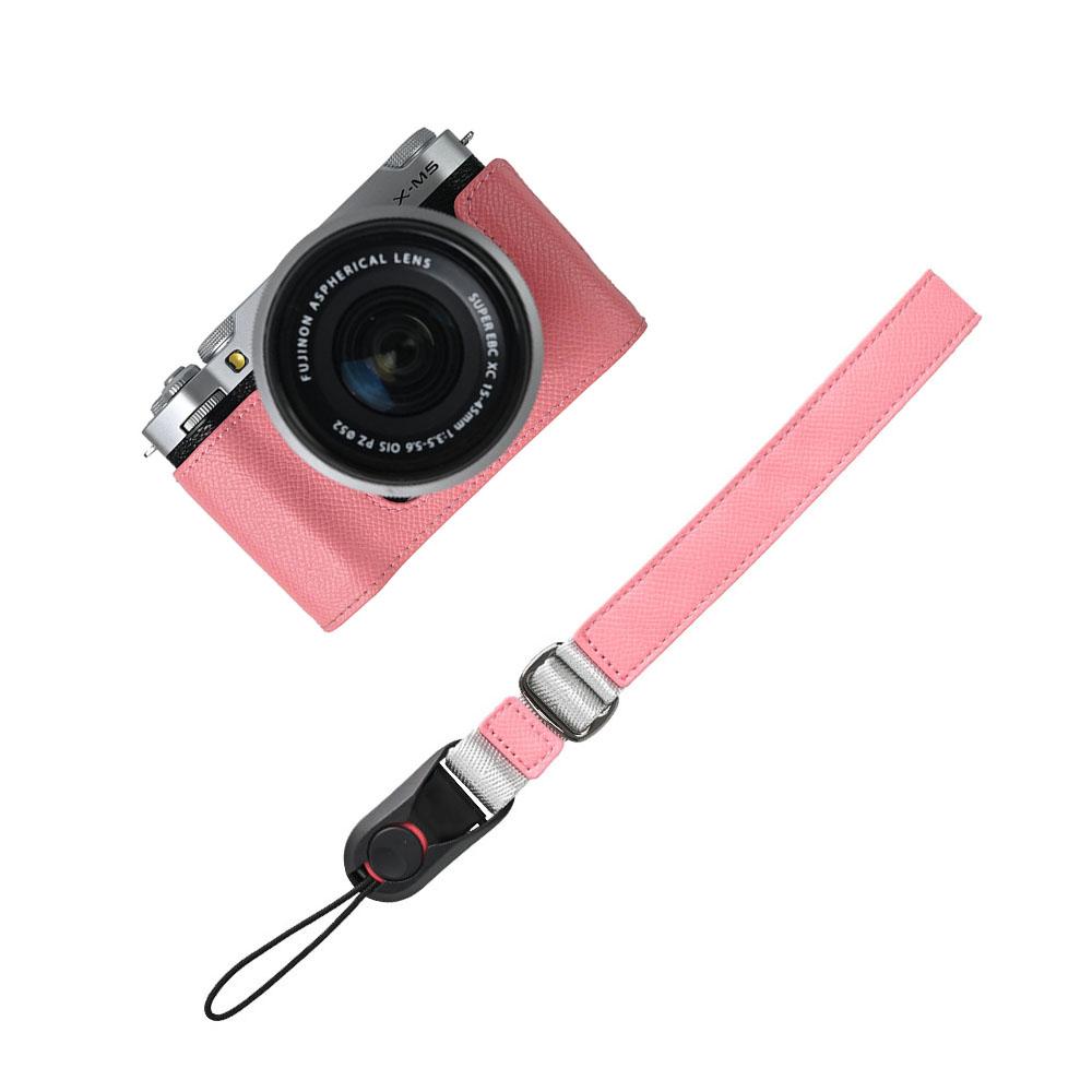 Palm Print PU Leather Camera Half Case for Fujifilm XM5 Fuji X-M5 Bottom Opening Cover With Hand Strap