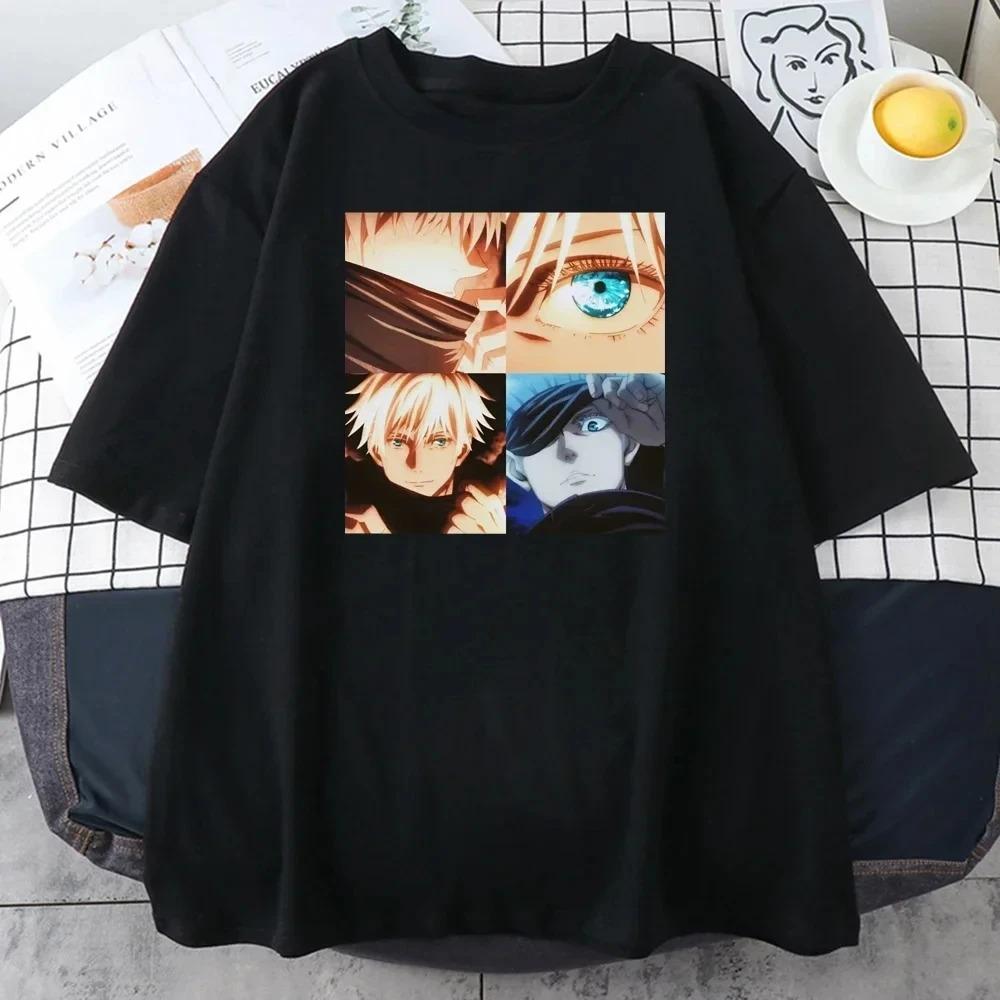 Sommar Herr T-shirt Jujutsu Kaisen Grafiskt Tryck Mode Harajuku 2024 Kläder Orsak och Verkan Dam Y2K Toppar T-shirt