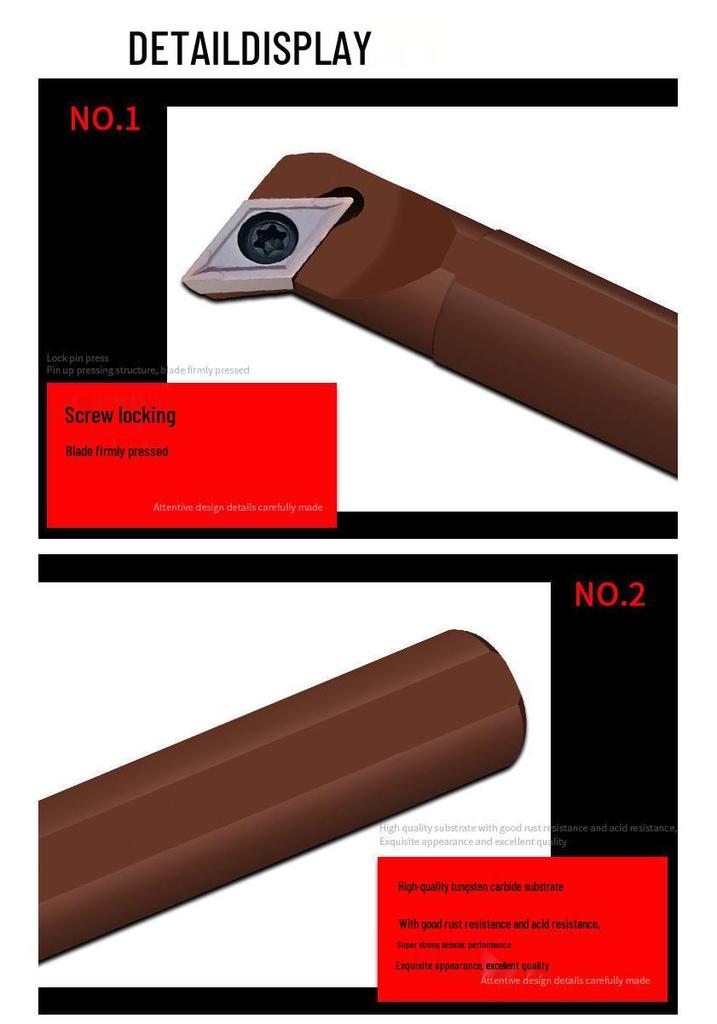 95° CNC Lathe Tool Holder for Inner Hole & Circle, Spring Steel Boring Tool S08K10/16/20R-SDUC.