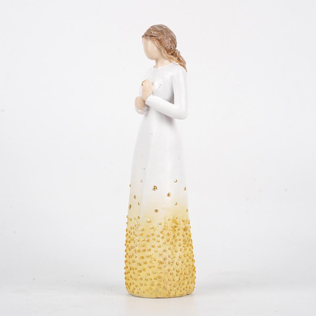 Resin Candle Girl Statue - Hand Drawn Sculpture for Home Desktop Art Decoration Unique Christmas Gift