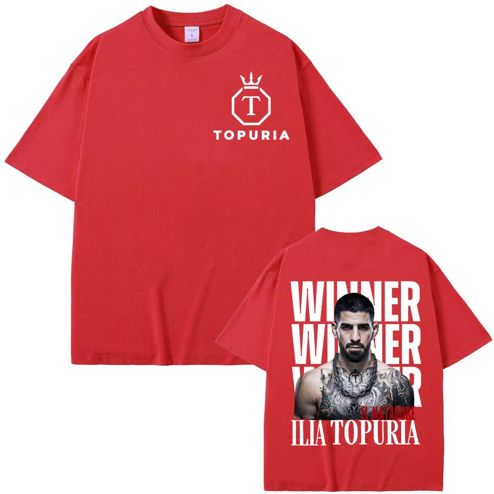 Vincitore El Matador Ilia Topuria Maglietta Vintage Uomo Donna Moda Hip Hop T-shirt di Tendenza Unisex Comfort Maglietta a Maniche Corte