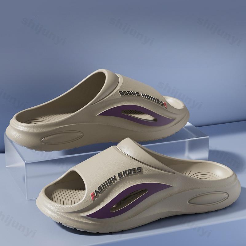 Fashion Men Slippers Non-slip Bathroom Slippers Comfort Home Shoes Open Toed Thick Soft Sole Breathable Flat Platform Indoor Slippers