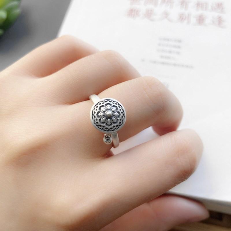 Retro Six-Word Mantra Ring Opening Simple Ethnic Style Old Faith Amulet Rotating Ring Women