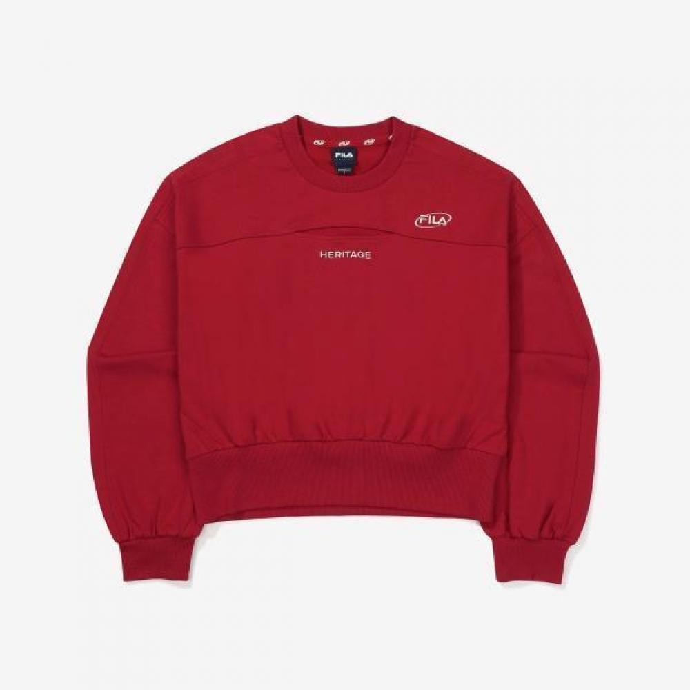Fila Embroidered Cotton Blend Stretch Cutout Sweatshirt Red/90