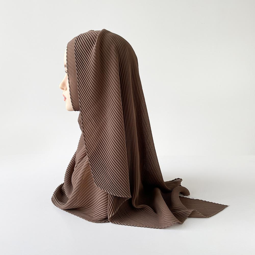 

Шелковый тюрбан, жемчужный шифоновый шарф, мятый тонкий длинный шарф, арабский женский платок 170*70cm