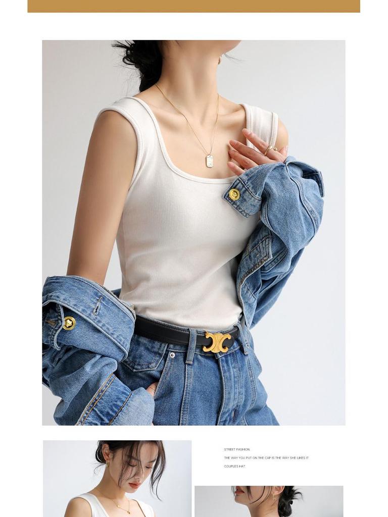 Dámský letní top bez rukávů se čtvercovým výstřihem - Volné, všestranné a lehké tílko