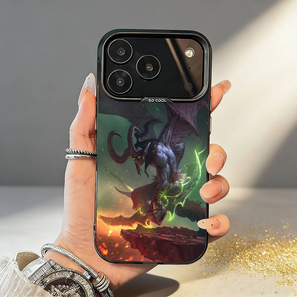 G-Game T-The W-World of W-Warcraft Phone Case For iPhone17 16 15 14 13 12 Pro Max Grey Black Matte Laser Metallic Aurora Funda