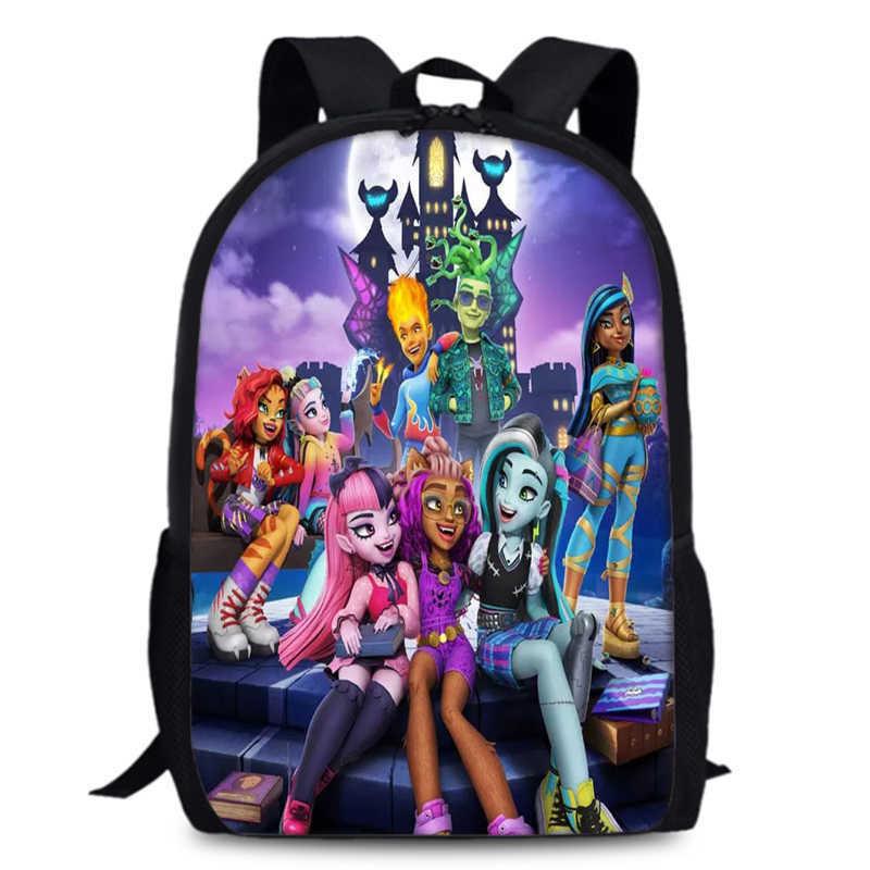 Monster High Unisex 15in Backpack Ergonomic Support Oxford Fabric Schoolbag