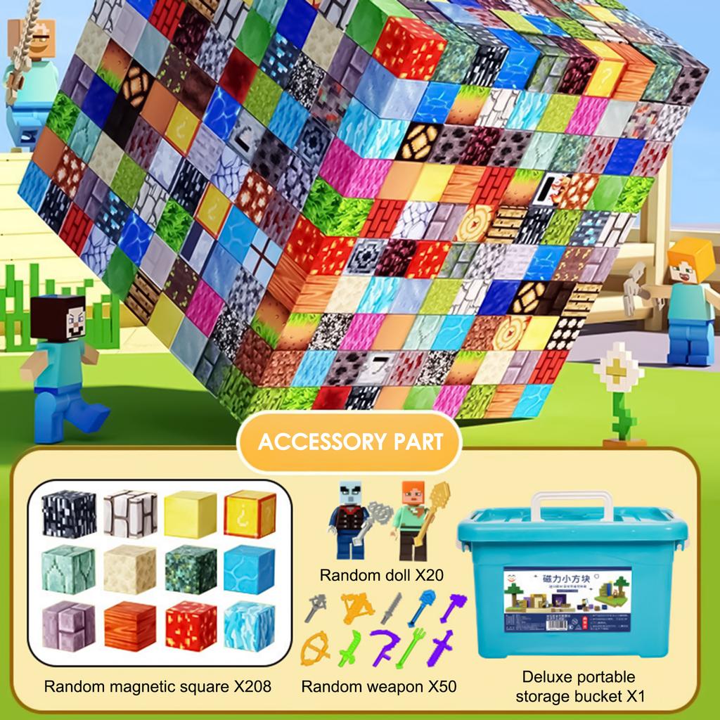 Magnetic Building Blocks Set Minecraft Style Magnetic Cube Puzzle Toy for Boys Kids Educational STEM Construction