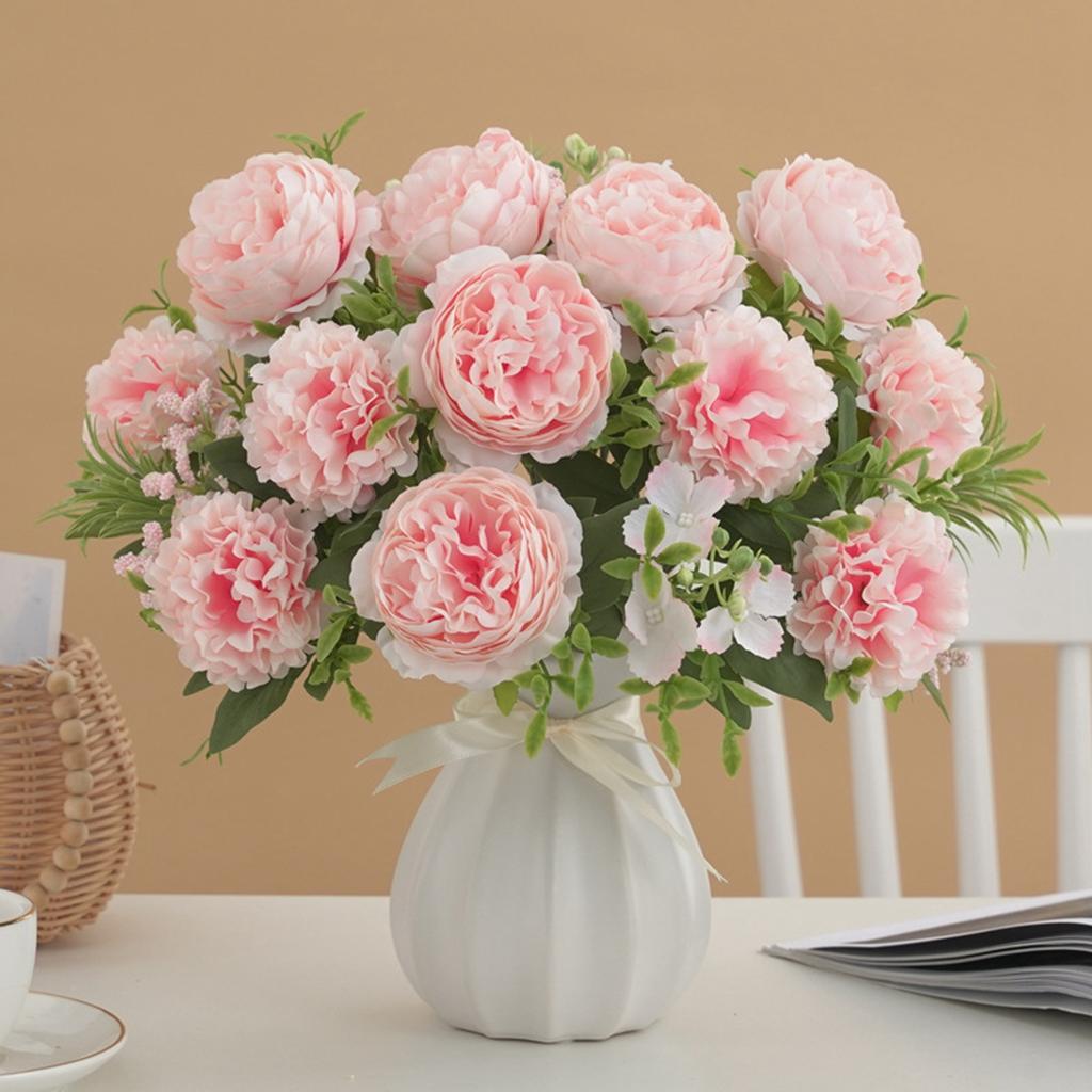 1Pc 5 Forks Bulbous Chrysanthemum Peony Festival Diy Accessory Home Floral Arrangement Wedding Bouquets Decor Artificial Flowers