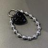 Korean Stylish Love Heart Pendant Beaded Phone Charm Strap Bracelet For iPhone Camera Accessories Bag Women Girl Hanging Cord