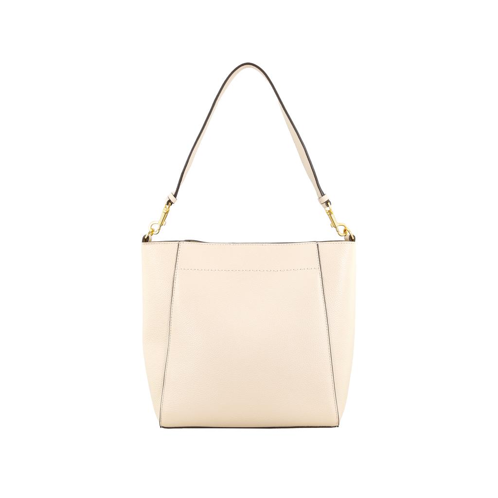 Tory Burch Mcgraw Logo Magnetic Closure Leather Bucket Bag Crossbody Shoulder Bag Women Bags Cream-White 73338-724