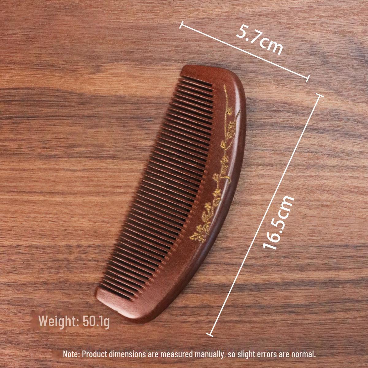 

Двусторонняя резная расческа из персикового дерева — густые зубцы, компактный размер, высококачественная древесина для парикмахерских услуг.