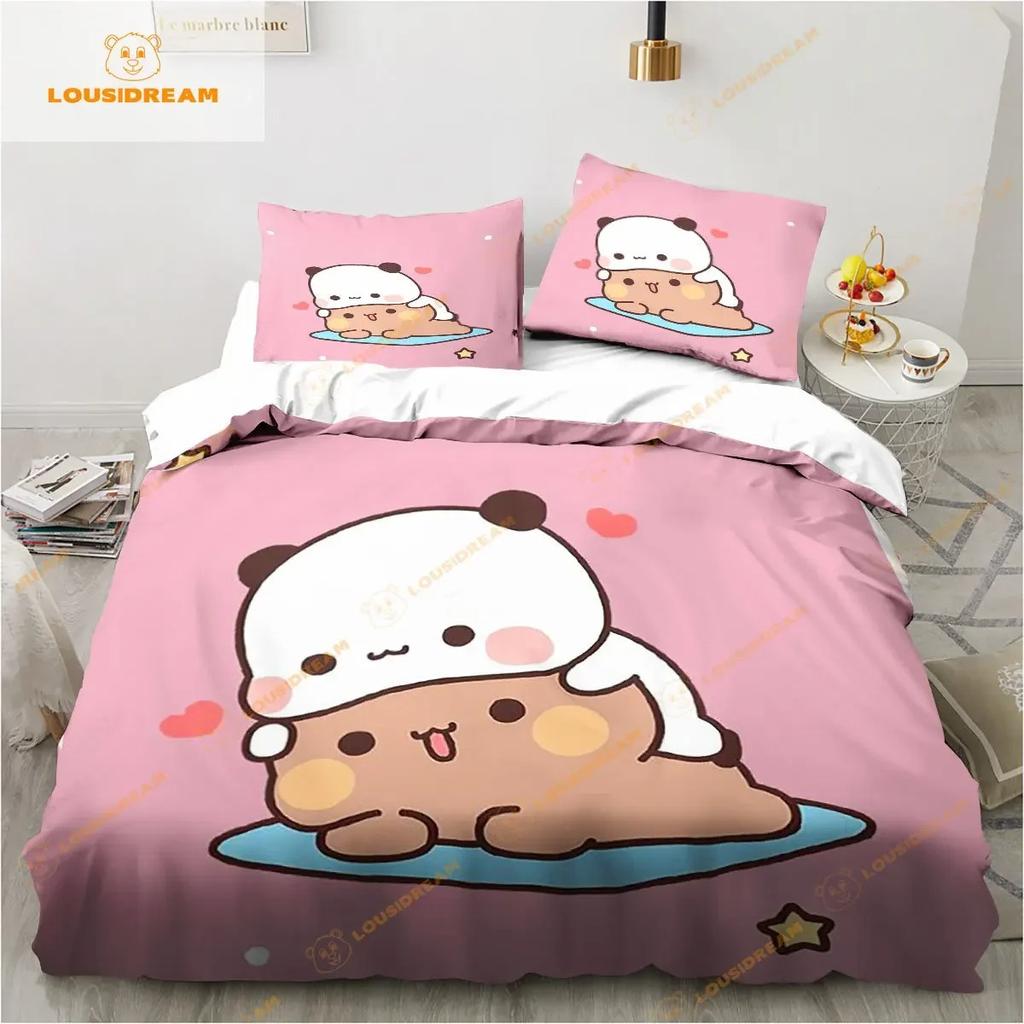 Bubu Dudu Cartoon Cute Bear Kawaii Christmas Gift King Twin Double Child Bedding Set Microfiber or Polyester Duvet Cover Set