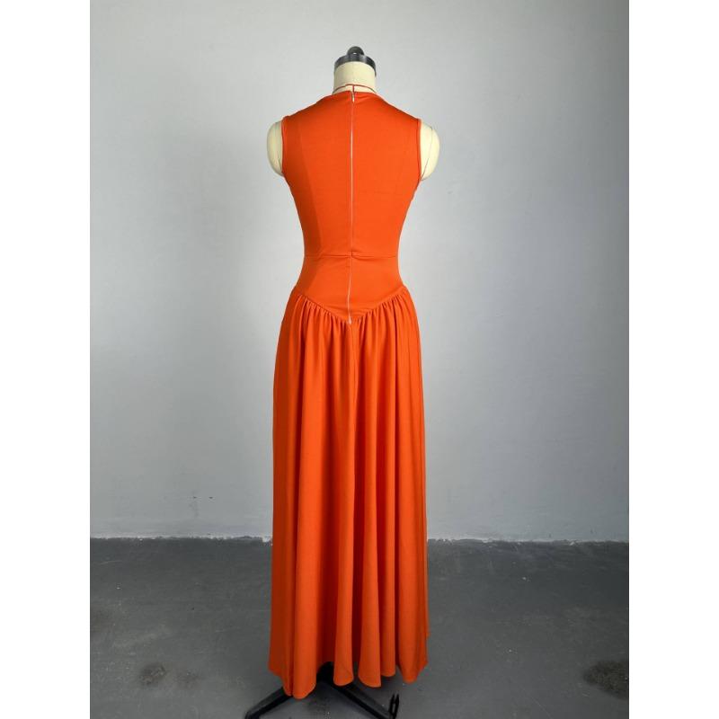 Dámské šaty Léto Nové Sladké a Roztomilé Kulatý Výstřih Dírkované Štíhlé Dlouhé Bez Rukávů Šaty