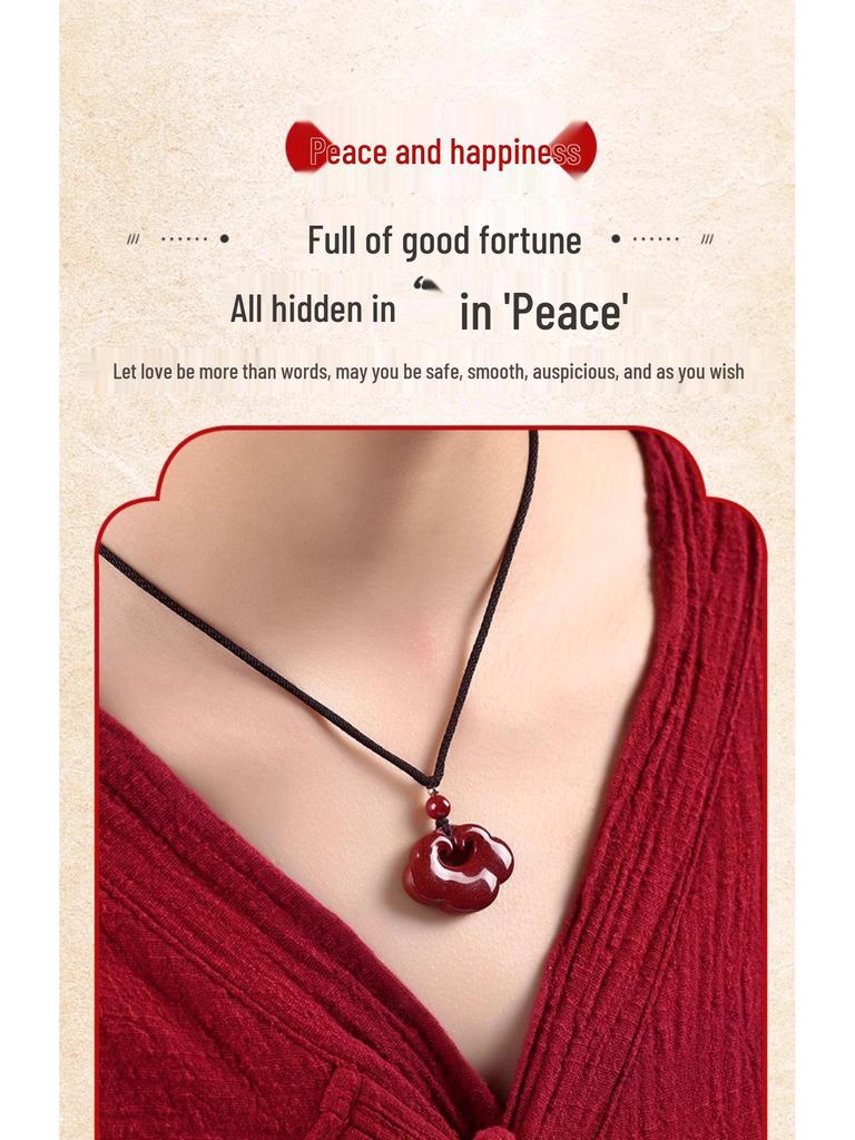 Guizhou Wanshan Zinnober Ruyi Schloss Anhänger Halskette - Unisex Lila Gold Sand Amulett Schmuck