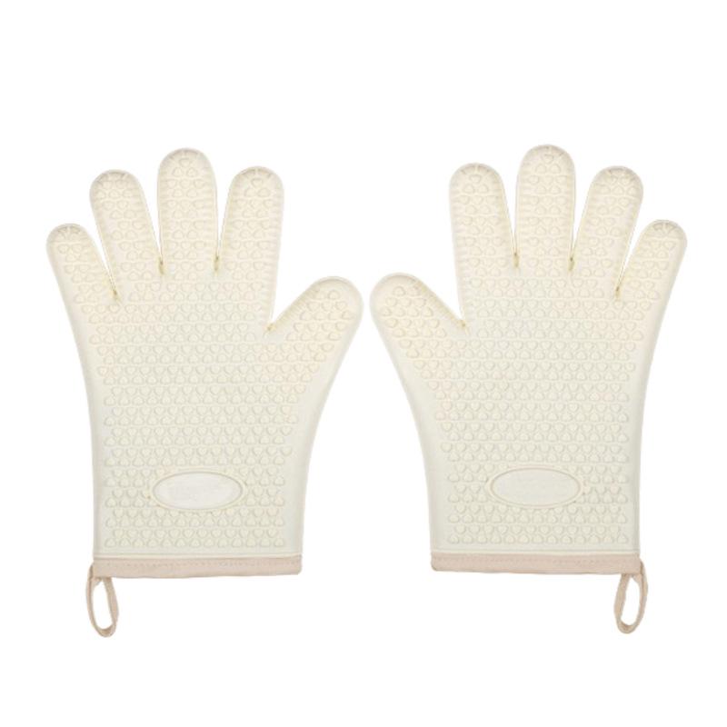 Hitzebeständige Silikon-Ofenhandschuhe: Fünf-Finger-Verbrühschutz, verdickt für Hochtemperatur-Backen und Mikrowellengebrauch.