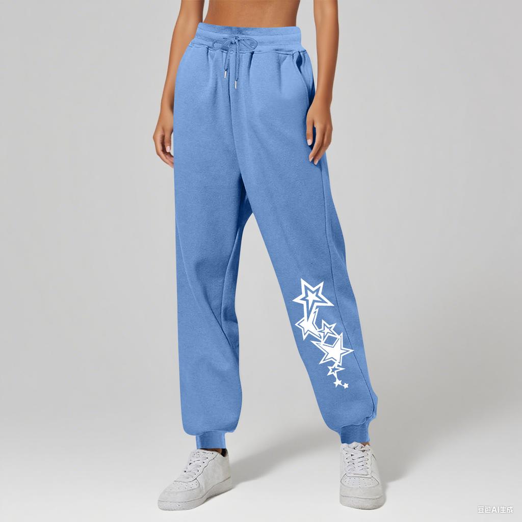 Ladies' Printed Unisex Casual Pocket Drawstring  Pants